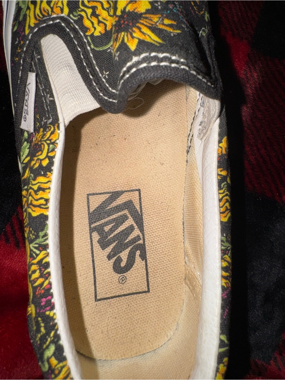 Vans Black Slip-On Sneakers with Yellow Floral & Skull Print - Picture 5 of 7
